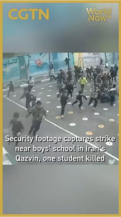 Security footage captures strike near boys' school in Iran's Qazvin, one student killed #worldnow CGTN