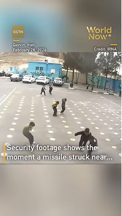 Security footage captures strike near boys' school in Iran's Qazvin, one student killed #worldnow CGTN 2