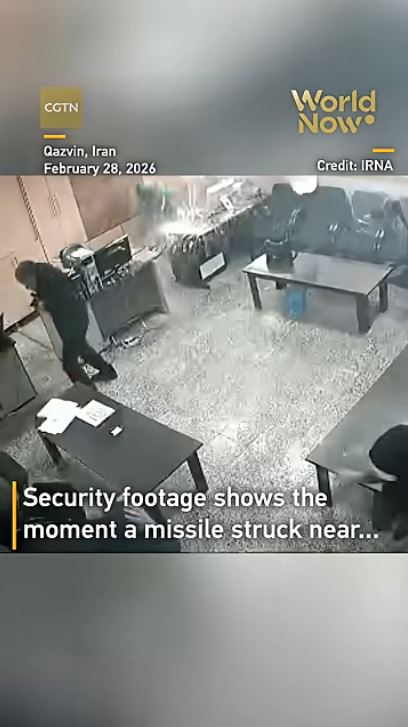 Security footage captures strike near boys' school in Iran's Qazvin, one student killed #worldnow CGTN 3