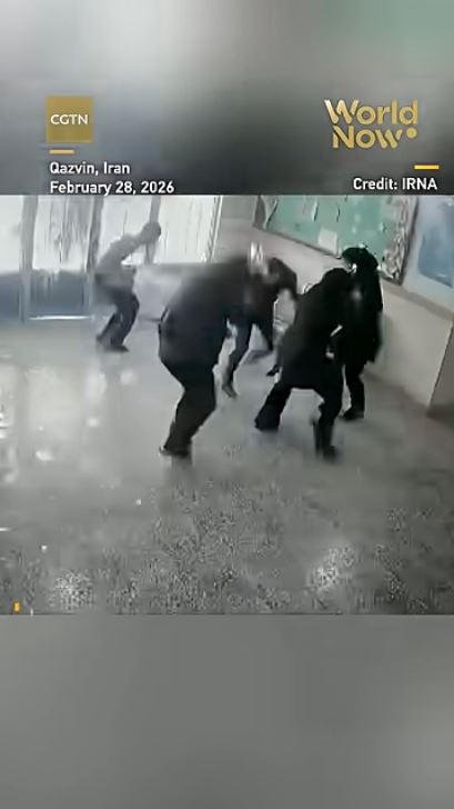 Security footage captures strike near boys' school in Iran's Qazvin, one student killed #worldnow CGTN 4