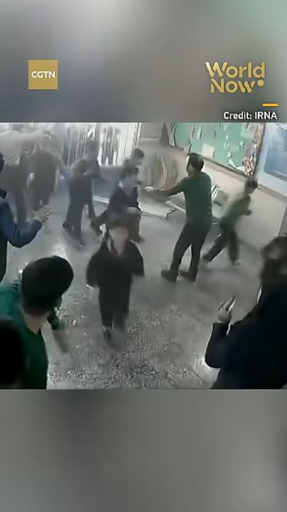 Security footage captures strike near boys' school in Iran's Qazvin, one student killed #worldnow CGTN 5